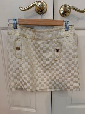 Lilly Pulitzer Size 0 Cream Checker Jacquard A-Line Skirt